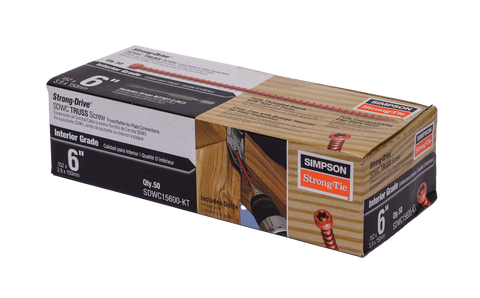 Strong-Drive® SDWC™ TRUSS Screw — .155 in. x 6 in. T30 Clear-Zinc Coat, Orange (Pack of 300)