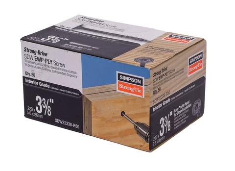 Strong-Drive® SDW™ EWP-PLY Screw — .220 in. x 3-3/8 in. T40 6-Lobe, E-coat® (Pack of 300)