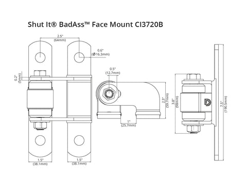 Shut-It Badass Powder Coated Face Mount Bolt-On